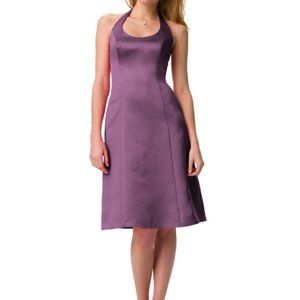 Discontinued David's Bridal Satin Bridesmaid Scoop Halter Dress